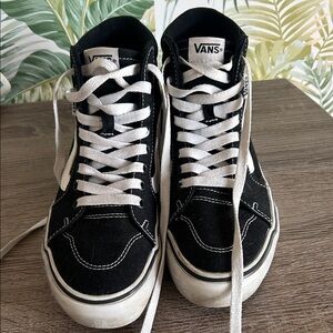 Vans Black and White High Top Skate Sneakers